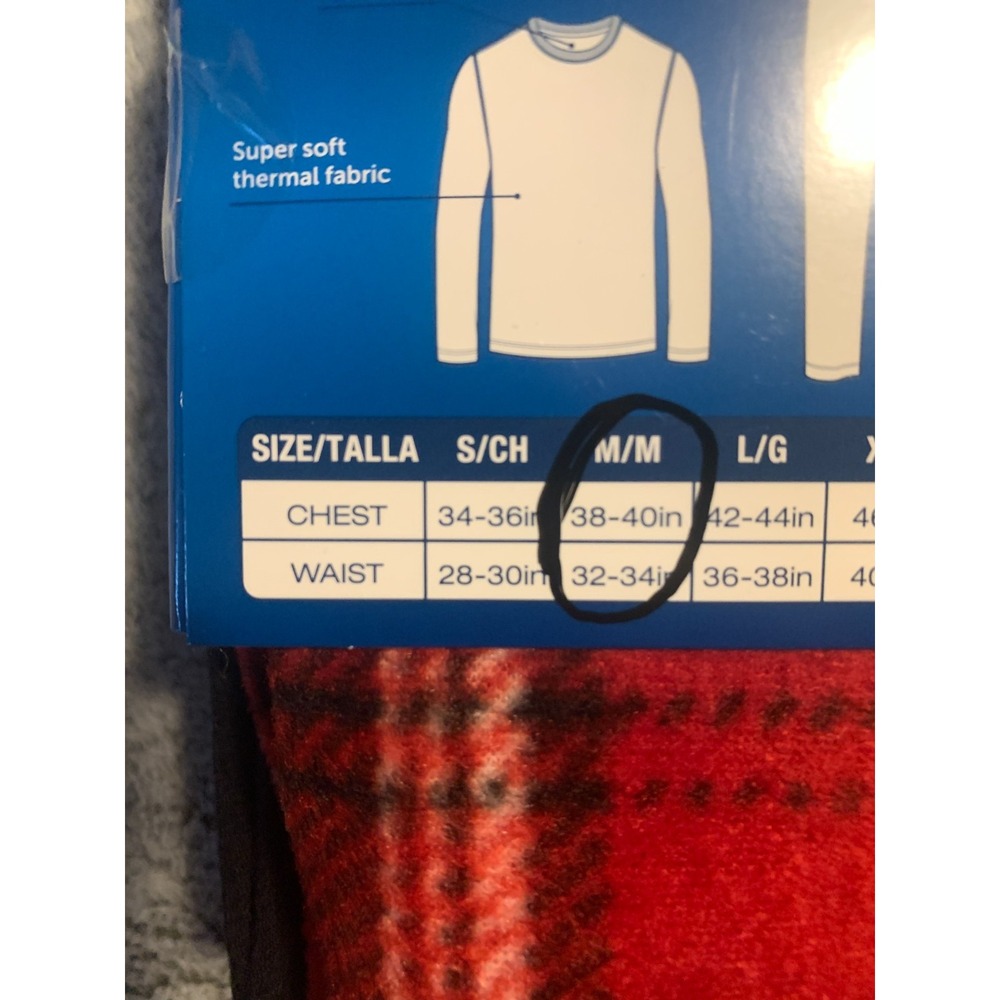 Hanes Mens M X-Temp Thermal Top Red Plaid Fleece Pants 2 Piece Sleep Set 03018 - Picture 3 of 5
